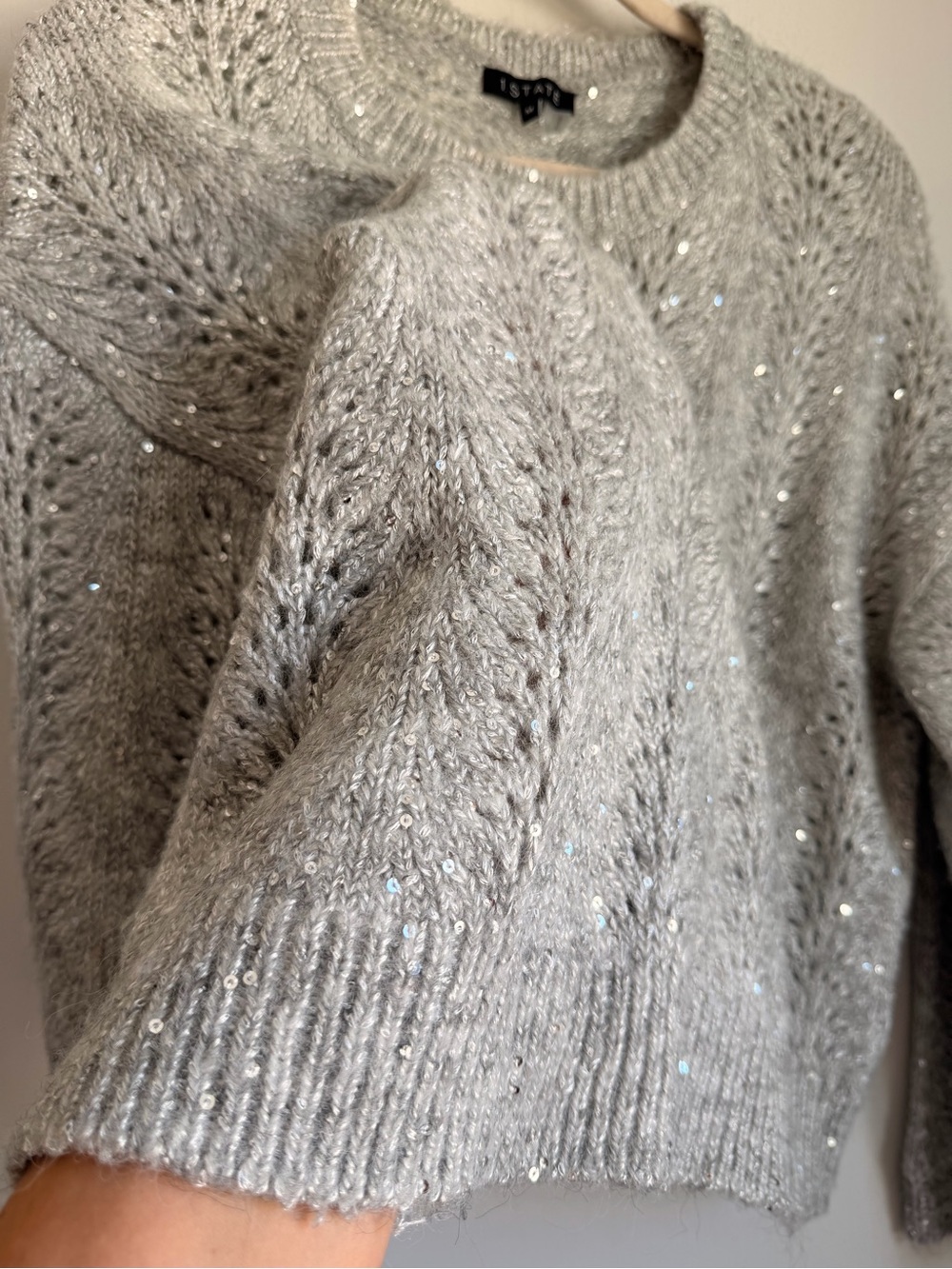 1. State Silver Sequin Crewneck Sweater